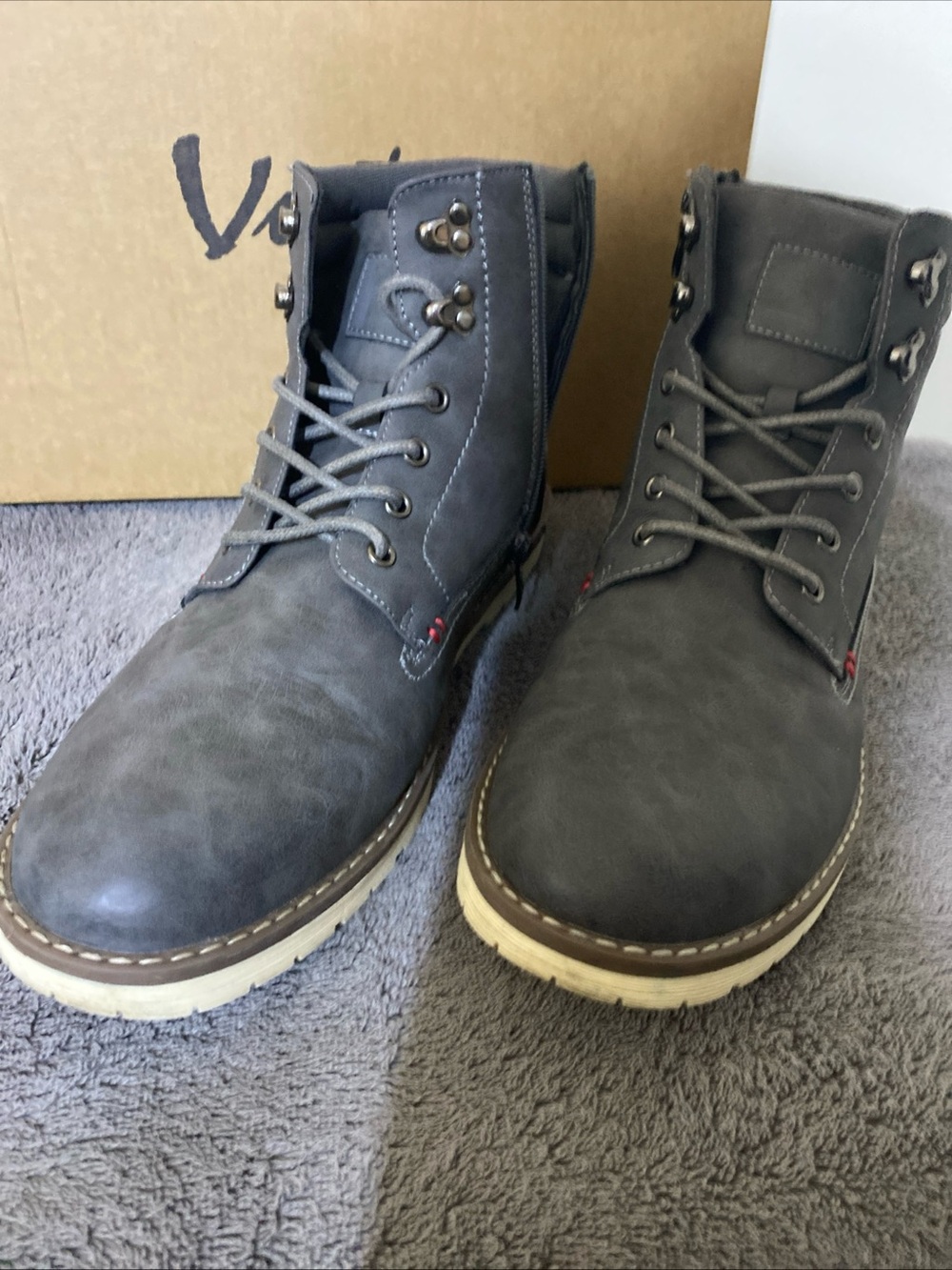 Men's Dark Brown Lace-Up Casual Boots with Padded Collar